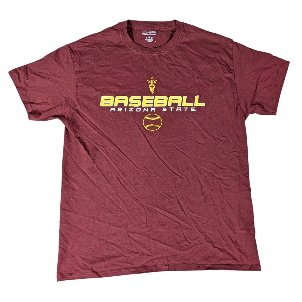 Champion Arizona State Sun Devils Baseball Maroon Graphic T-Shirt Mens L